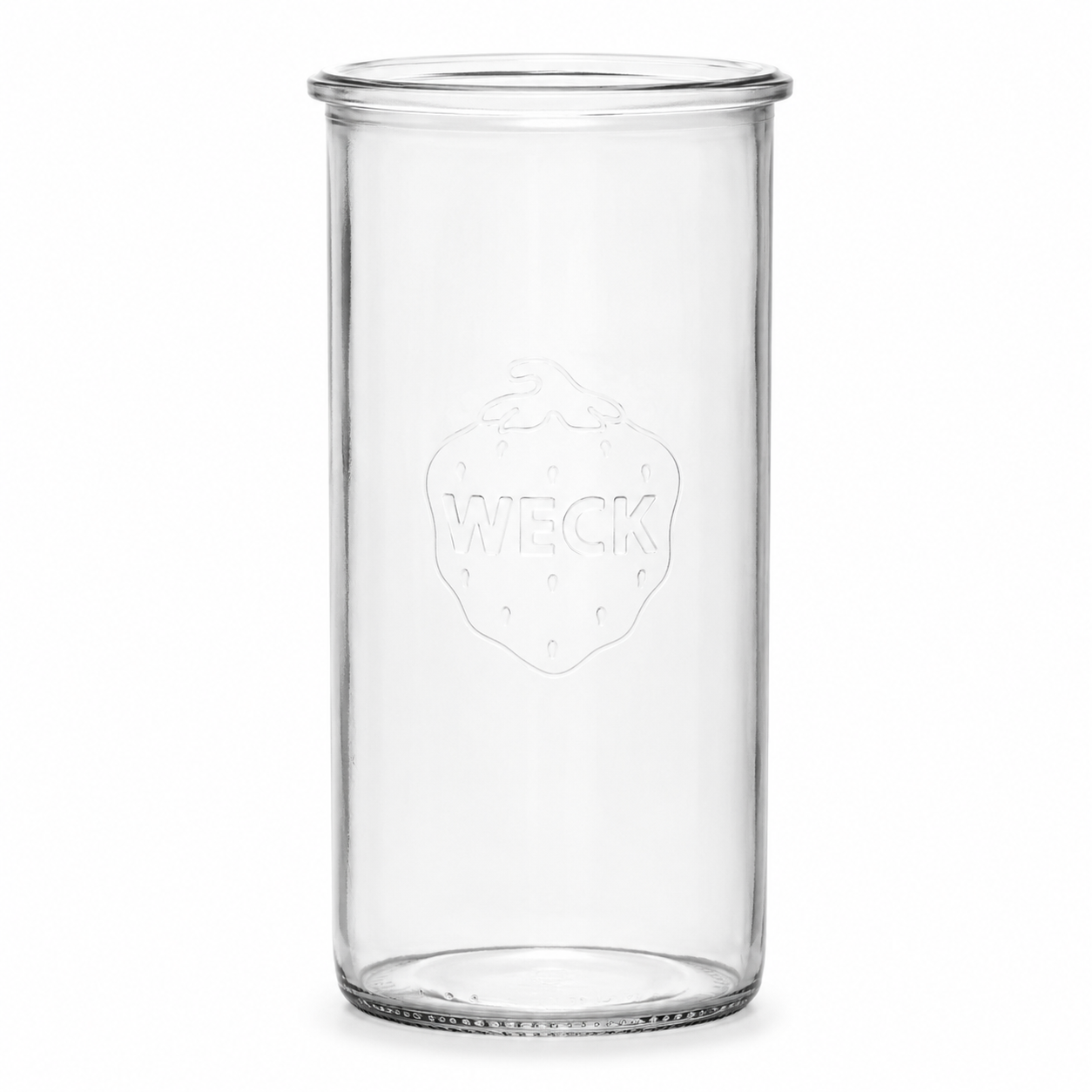 WECK-Sturzglas 1500 ml RR100 aus klarem Glas mit hoher zylindrischer Form, breiter Rundrandmündung und sichtbarer WECK-Prägung auf weißem Hintergrund.